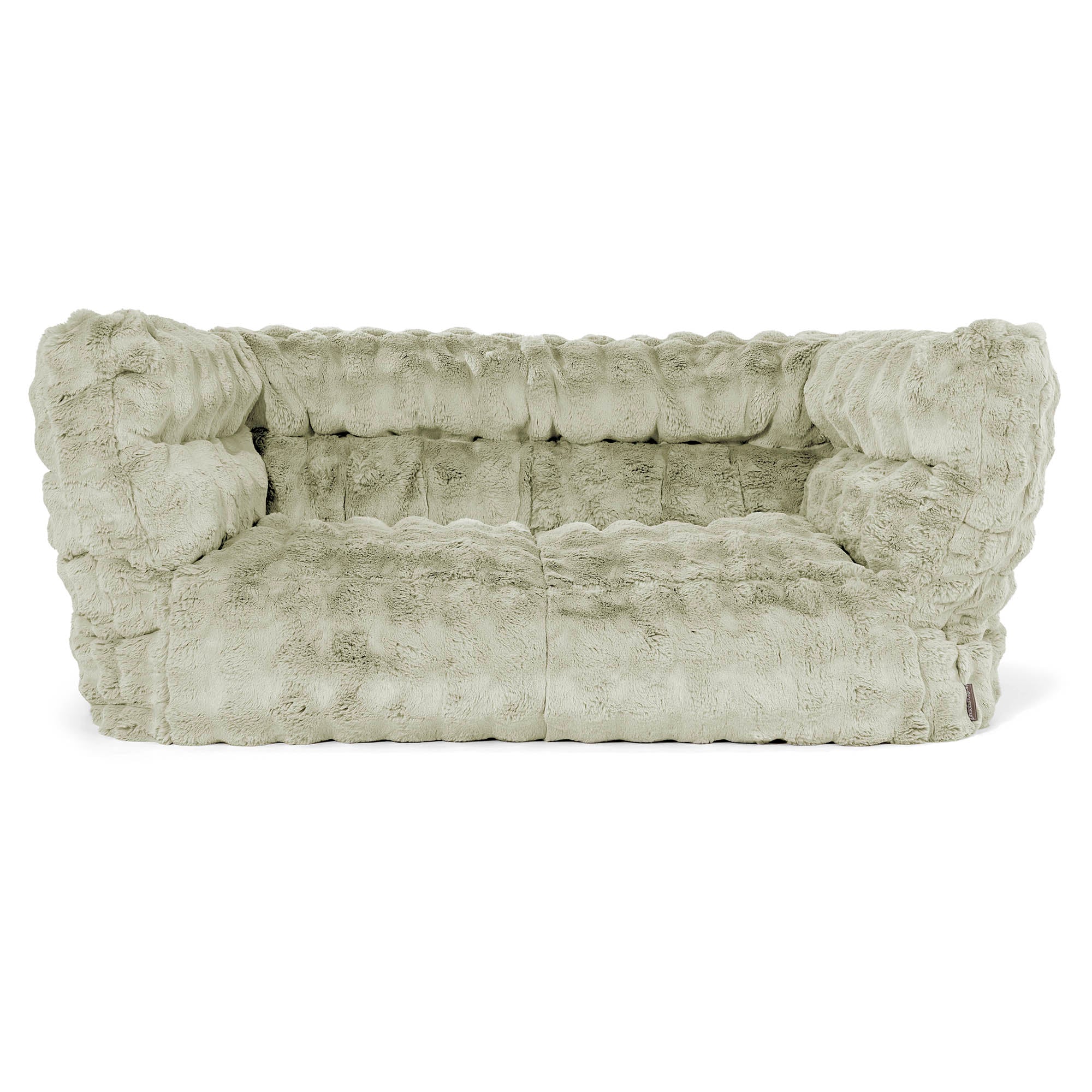 Louis 2-sits Saccosäcksoffa - Fuskpäls Bubble Salviagrön