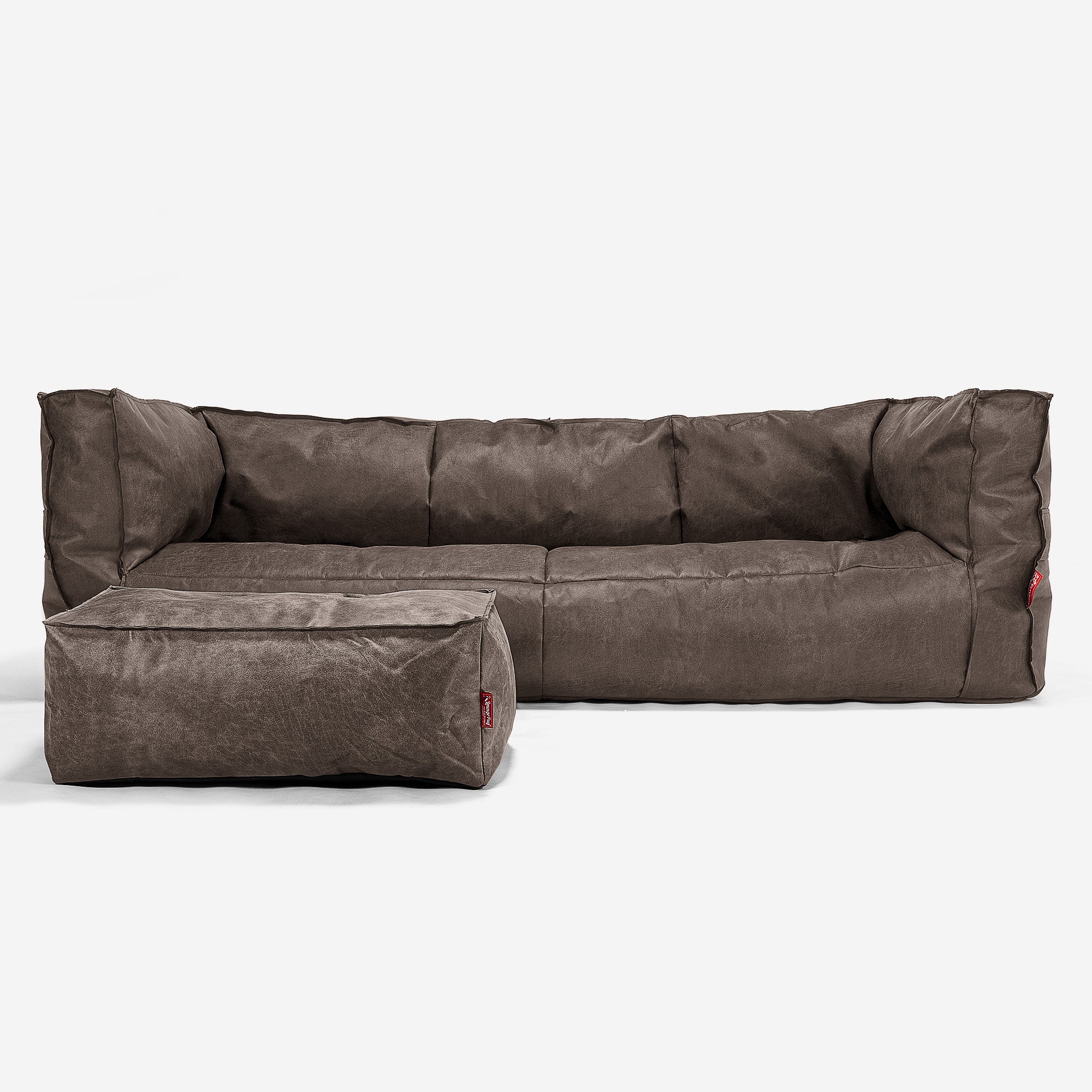 Albert 3-sits Saccosäcksoffa - Vintage Konstläder Naturskiffer - Image 2
