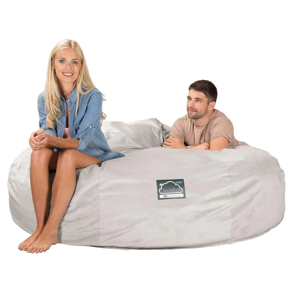 Dubbel Saccosäcksoffa XXL C3000-L, CloudSac Memoryskum - Sammet Silverfärgad - Image 4