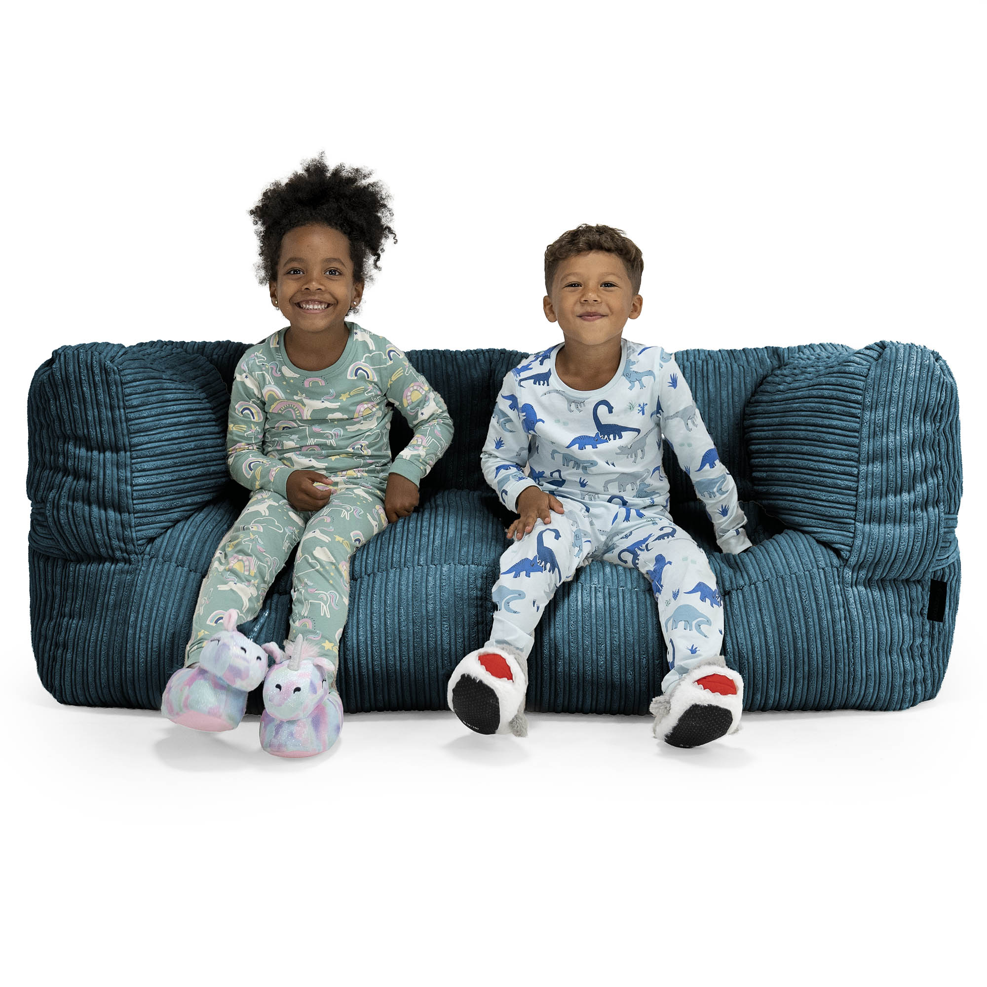 Enorm Albert 2-sits Saccosäcksoffa för Barn 3-14 år - Klassisk Manchestertyg Teal