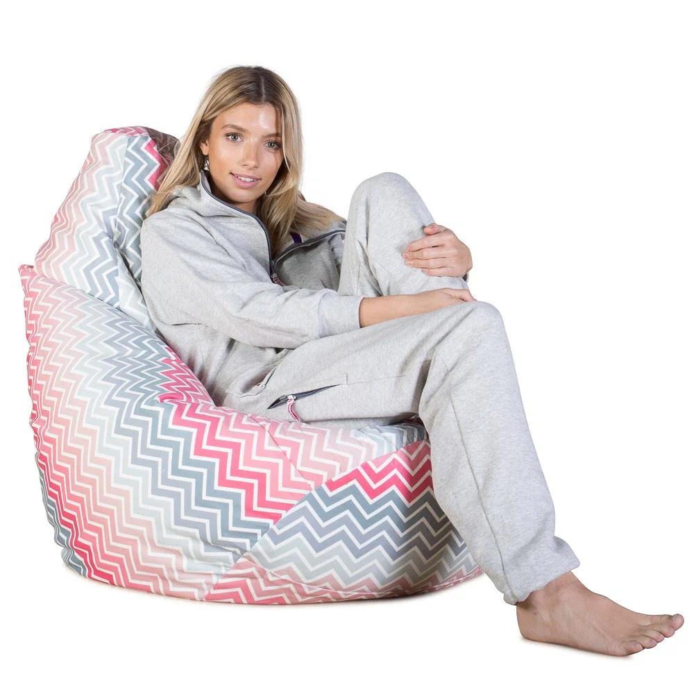Game Fåtölj Saccosäck - Geometriskt tryck Chevron Rosa