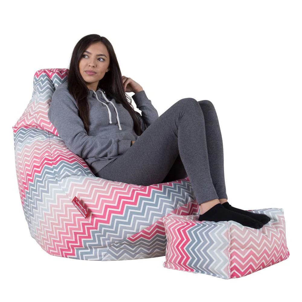 Game Fåtölj Saccosäck - Geometriskt tryck Chevron Rosa - Image 3
