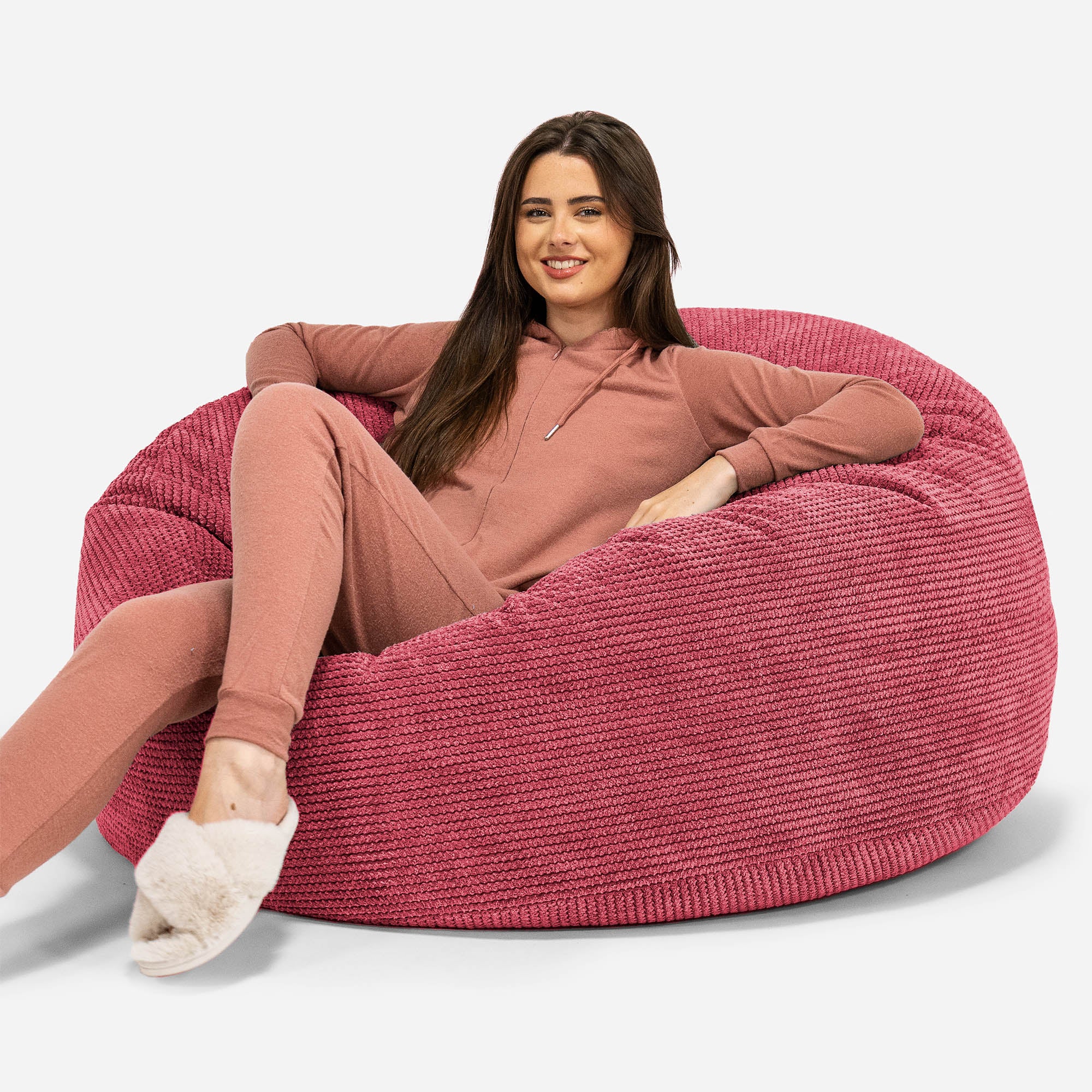 Jätte Saccosäck Soffa 'Mammut' - Pom-pom Pastellröd