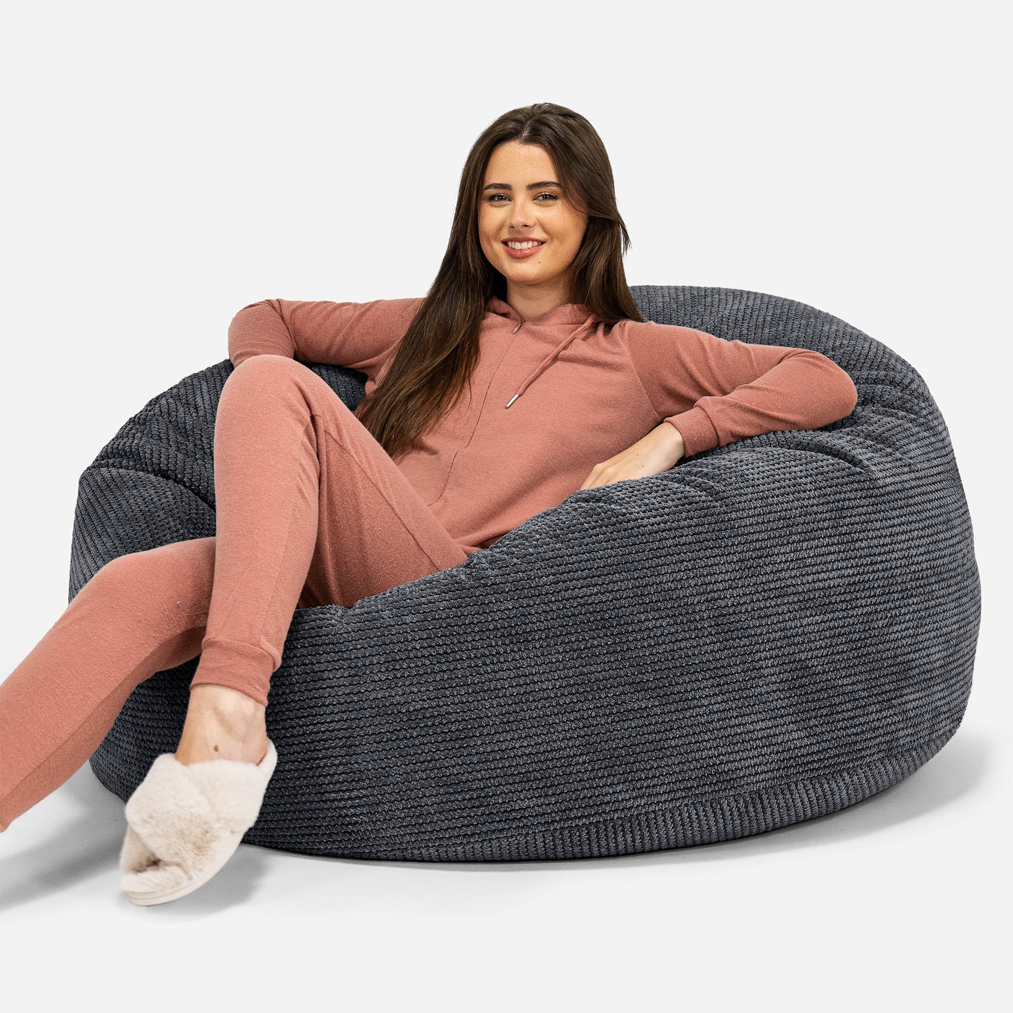 Jätte Saccosäck Soffa 'Mammut' - Pom-pom Svart
