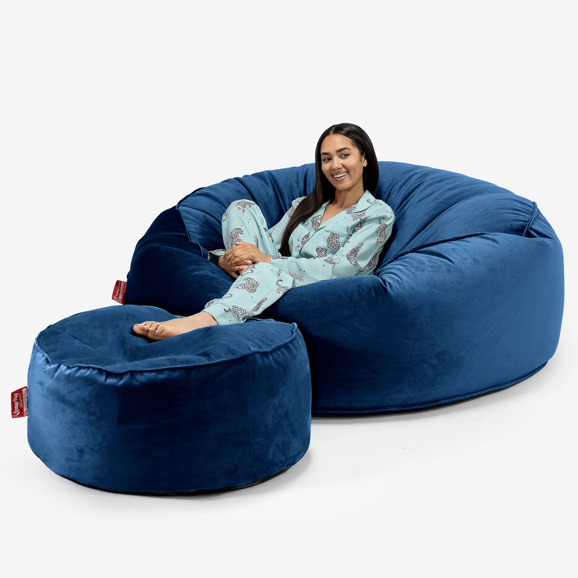 Jätte Saccosäck XXL 'Mega Mammut' - Sammet Navy - Image 2