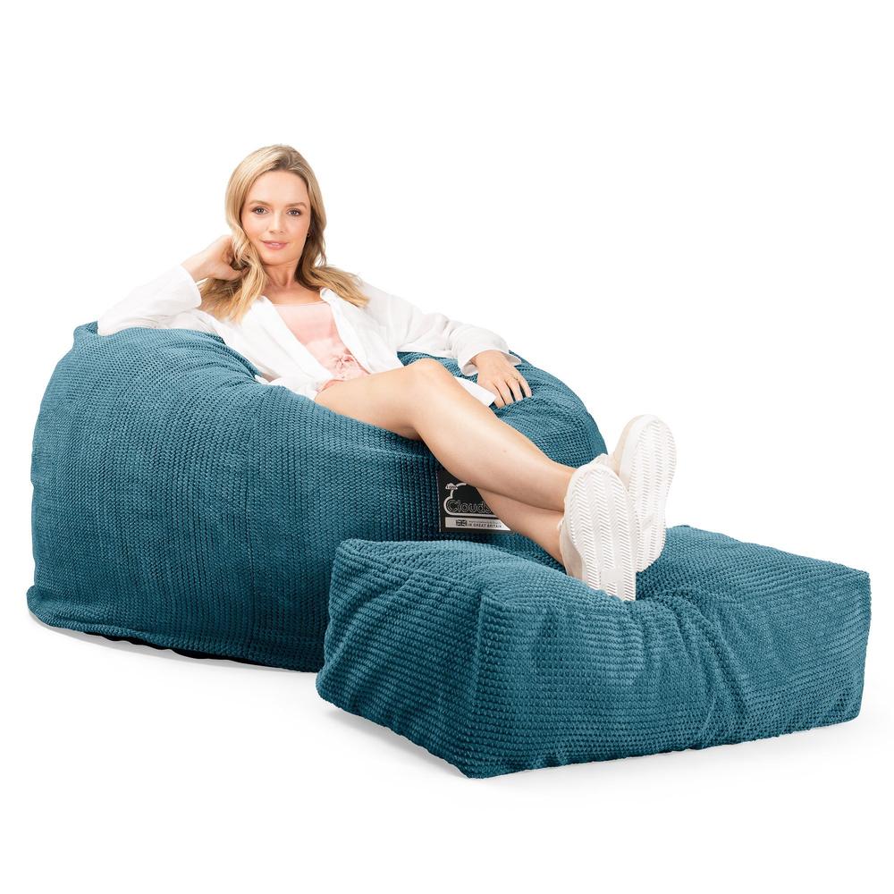 Jättesaccosäck C510-L, CloudSac Memoryskum - Pom-pom Turkos