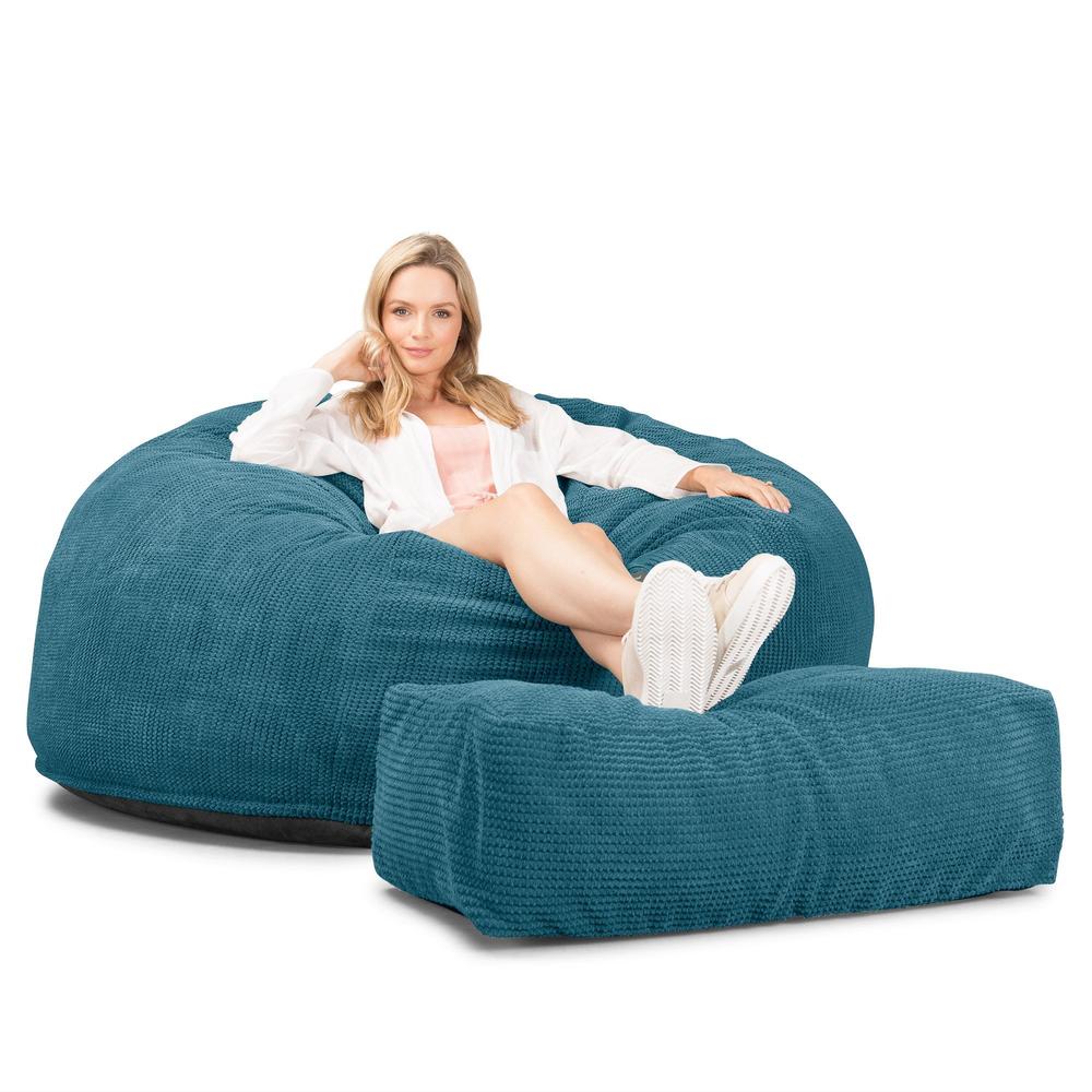 Jättesaccosäck XXL C1010-L, CloudSac Memoryskum - Pom-pom Turkos