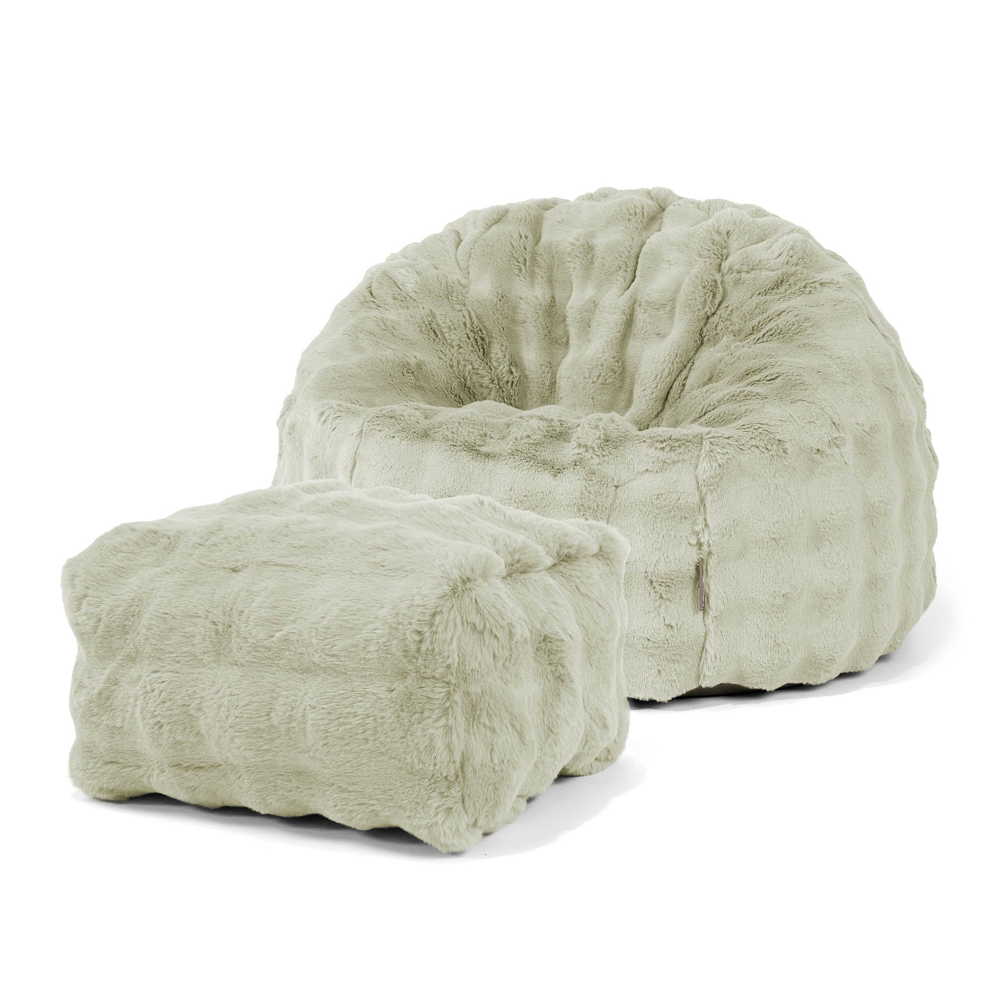 Klassisk Sittsäck Stol - Fuskpäls Bubble Salviagrön - Image 2