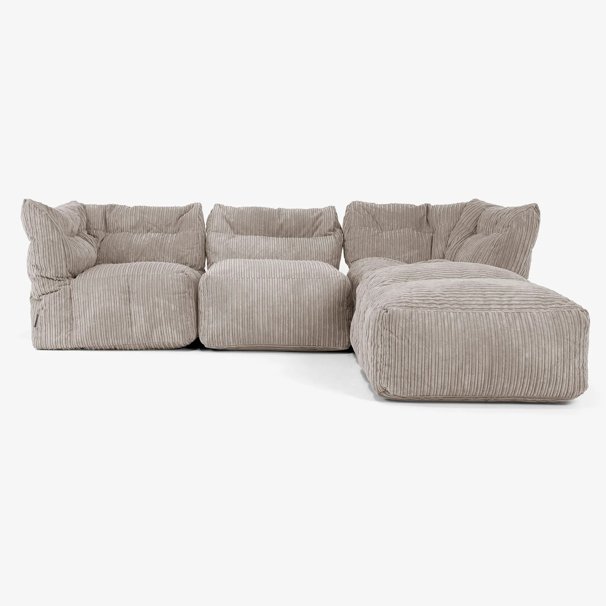 Modulsoffa 3-sits med Schäslong och Armstöd - Klassisk Manchestertyg Duvgrå