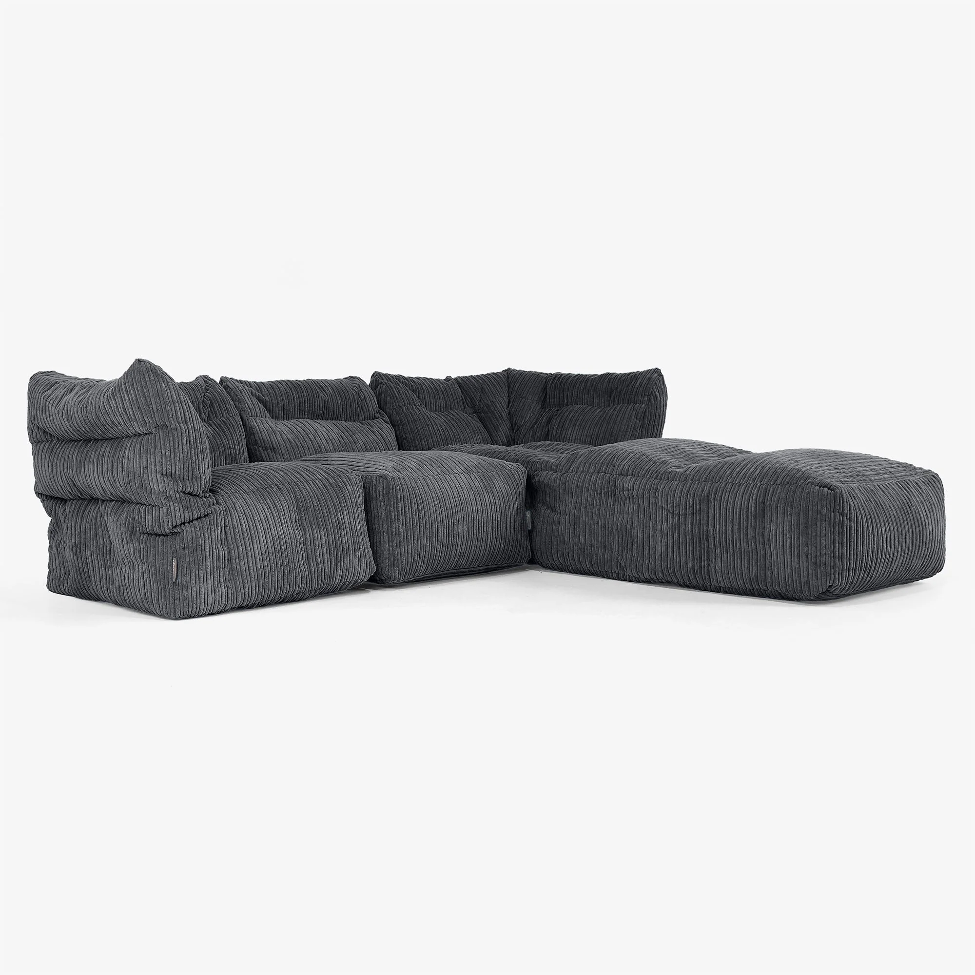 Modulsoffa 3-sits med Schäslong och Armstöd - Klassisk Manchestertyg Svart - Image 2