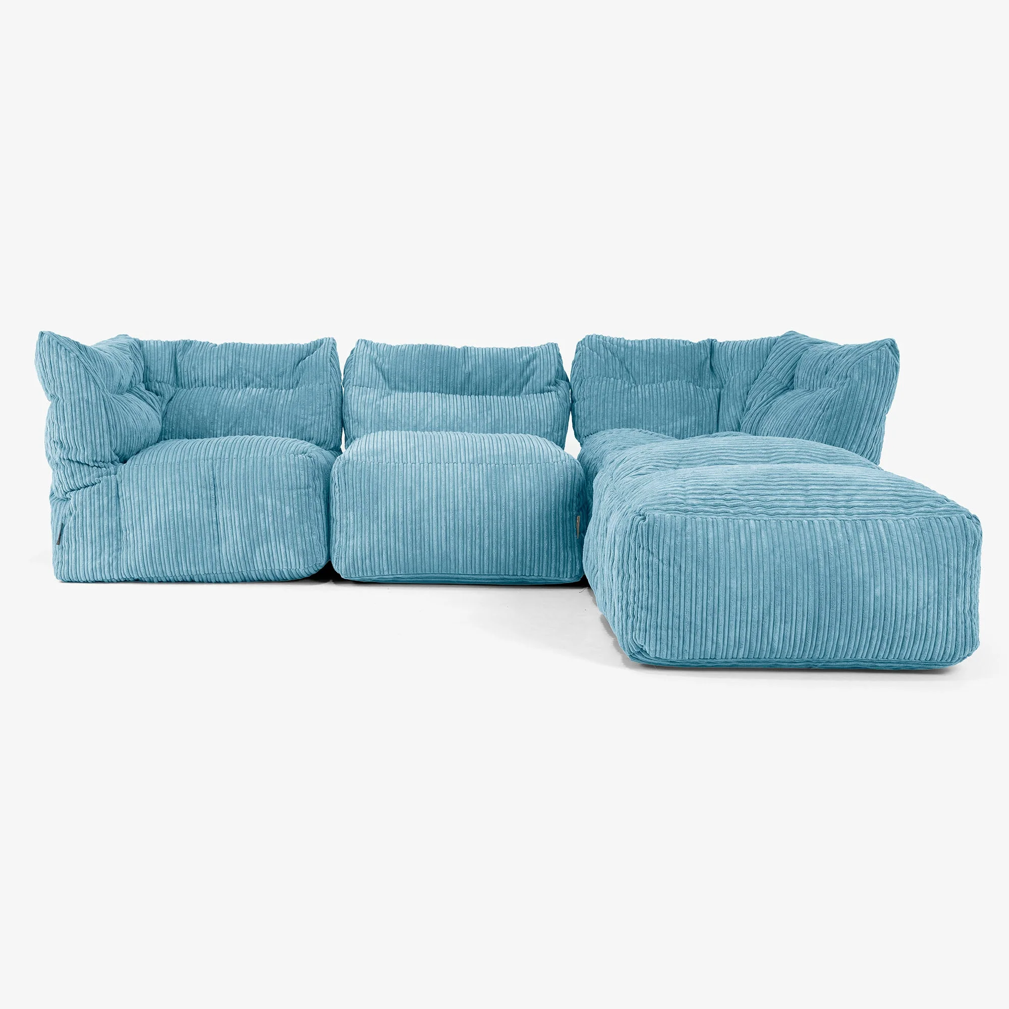 Modulsoffa 3-sits med Schäslong och Armstöd - Klassisk Manchestertyg Turkos