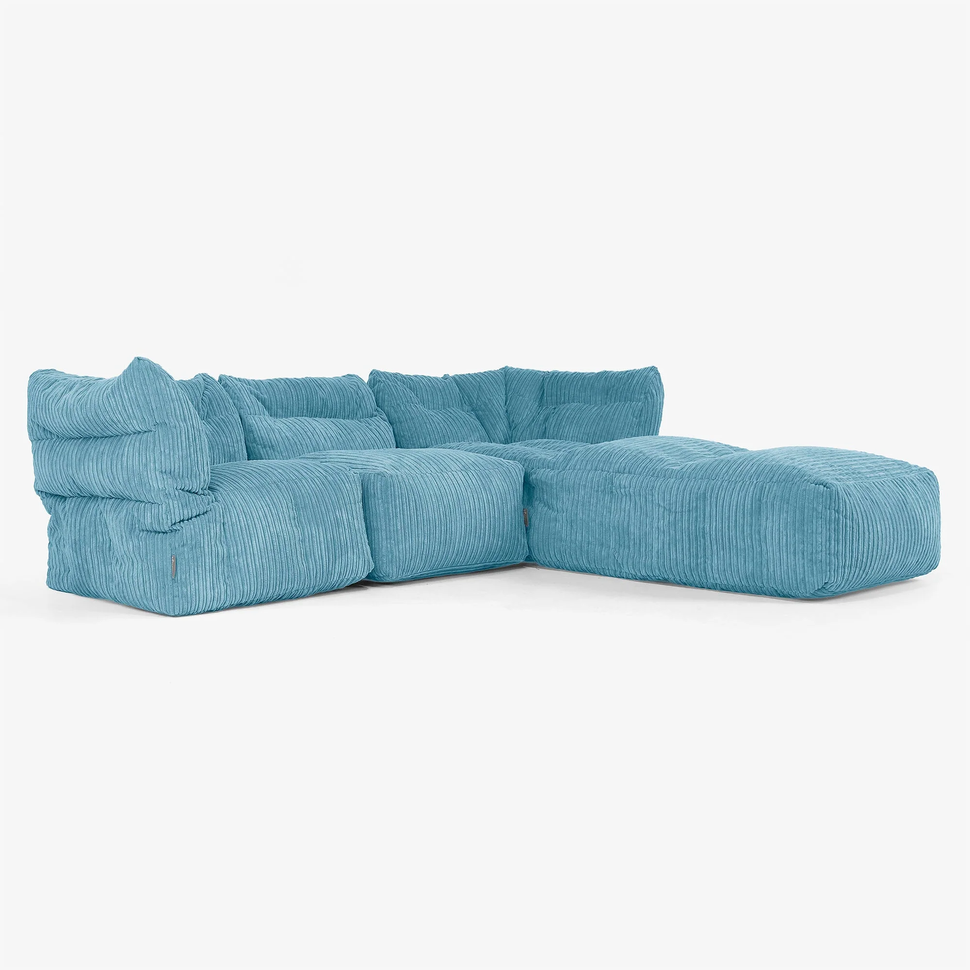 Modulsoffa 3-sits med Schäslong och Armstöd - Klassisk Manchestertyg Turkos - Image 2