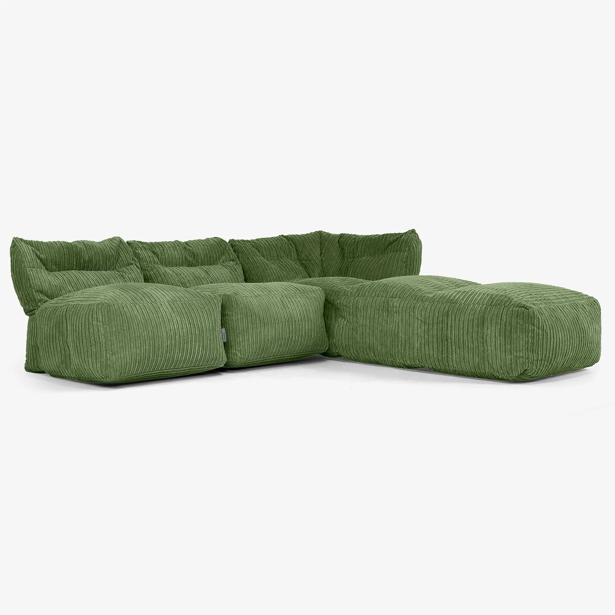 Modulsoffa 3-sits med Schäslong, utan Armstöd - Klassisk Manchestertyg Skogsgrön - Image 2