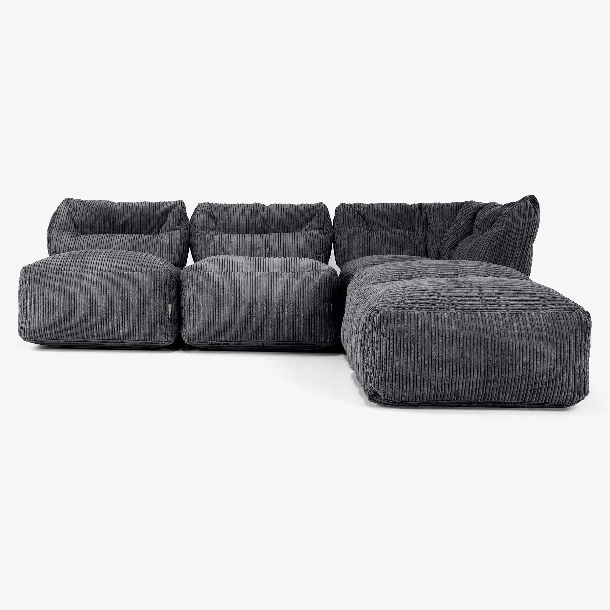 Modulsoffa 3-sits med Schäslong, utan Armstöd - Klassisk Manchestertyg Svart