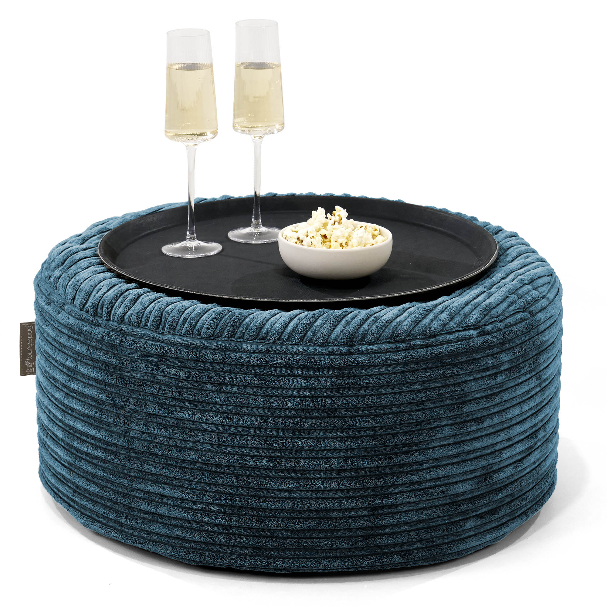 Ottomanpuff med Bricka - Klassisk Manchestertyg Teal