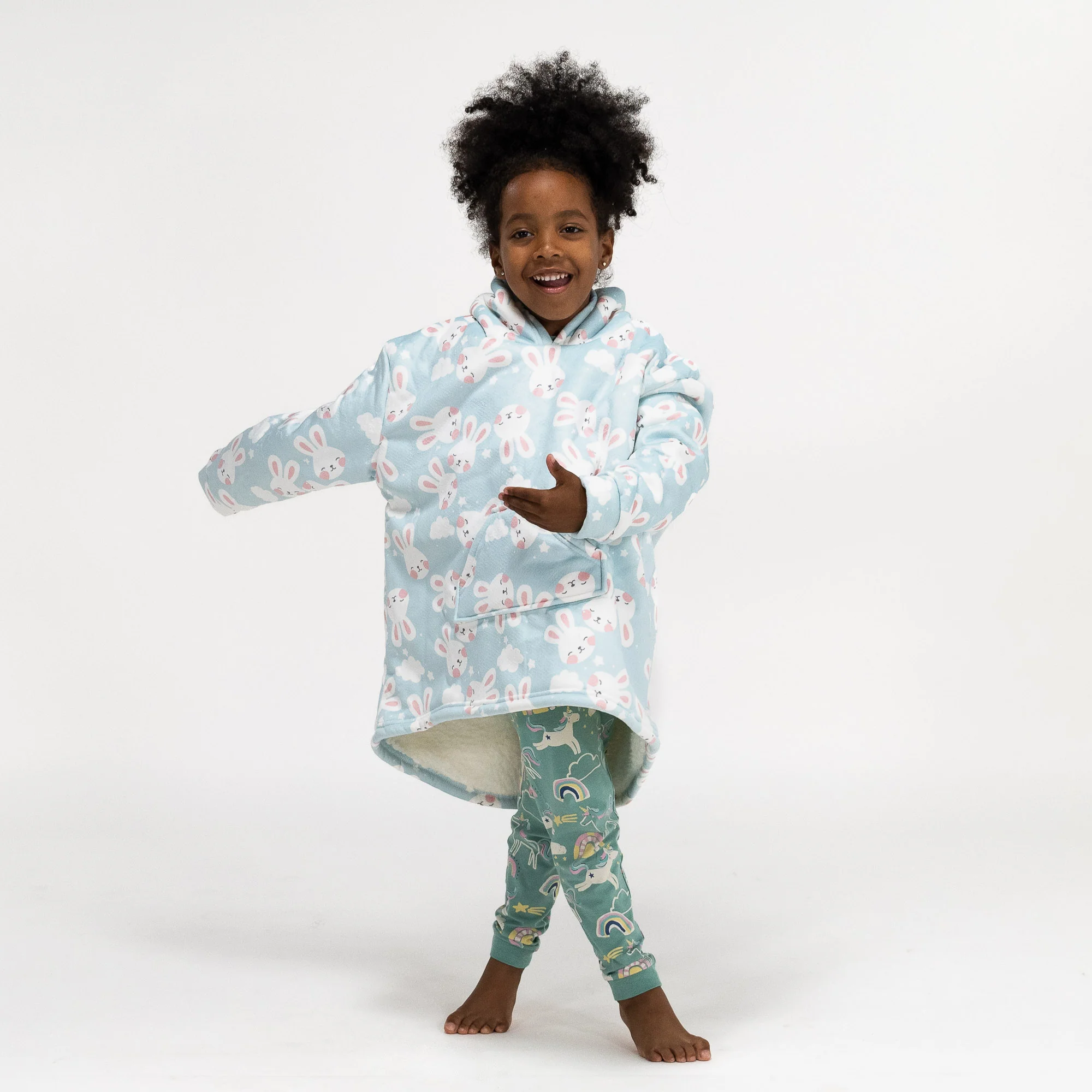 Oversized Hoodie-filt för Barn - Minky Kanin - Image 3