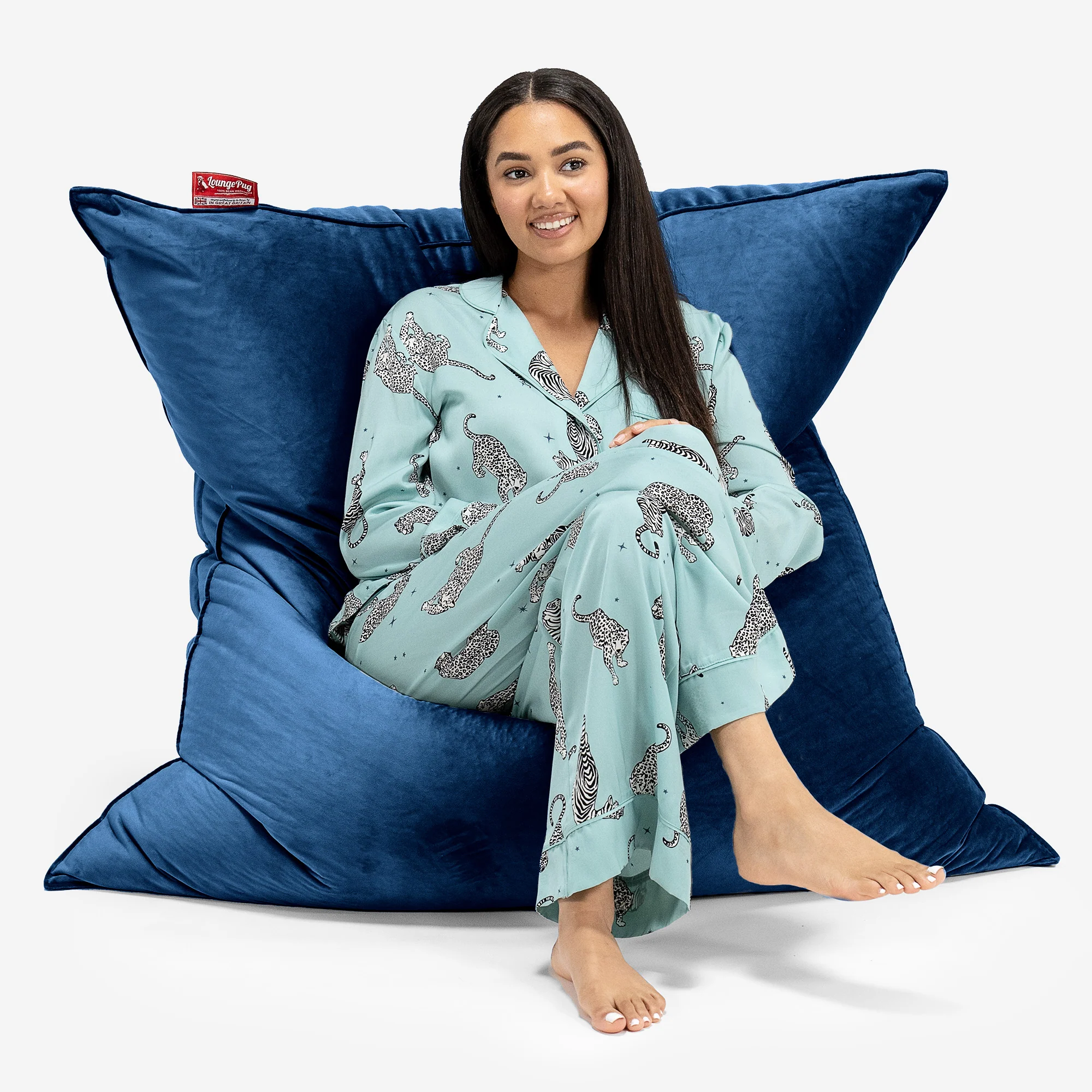 Saccosäck Kudde XXL - Sammet Navy - Image 2