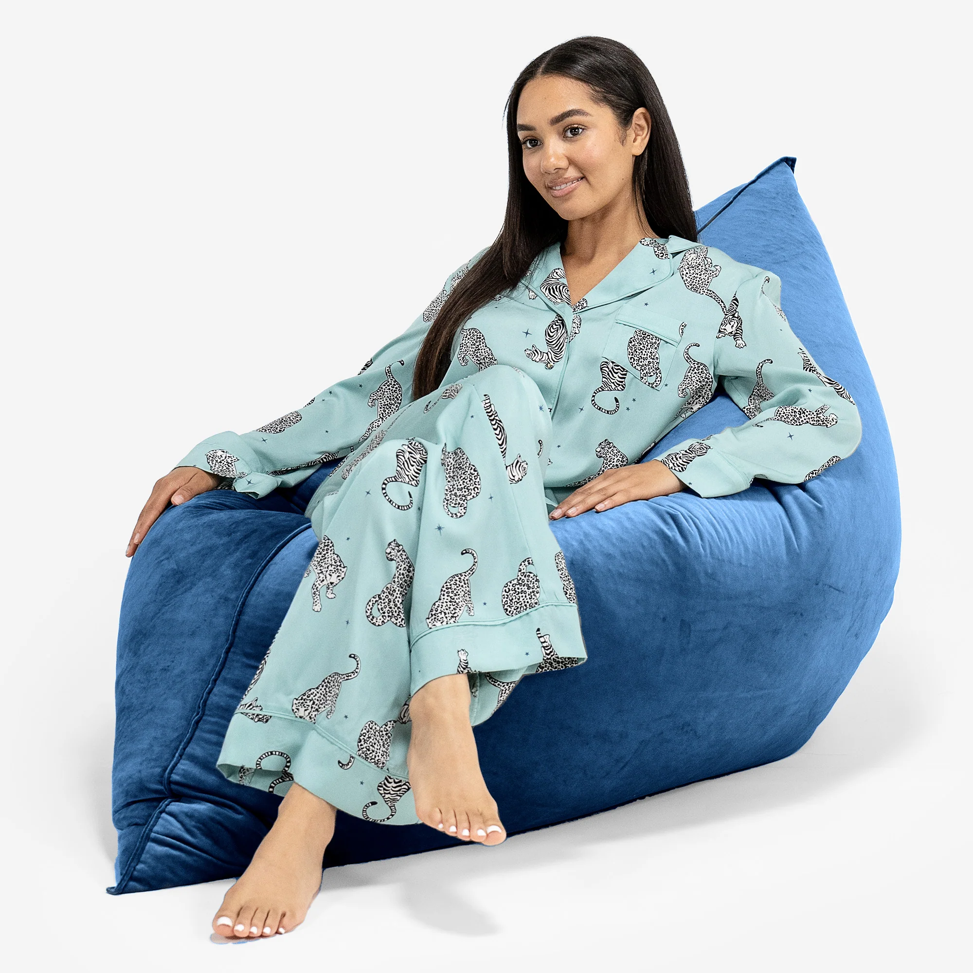 Saccosäck Kudde XXL - Sammet Navy - Image 4