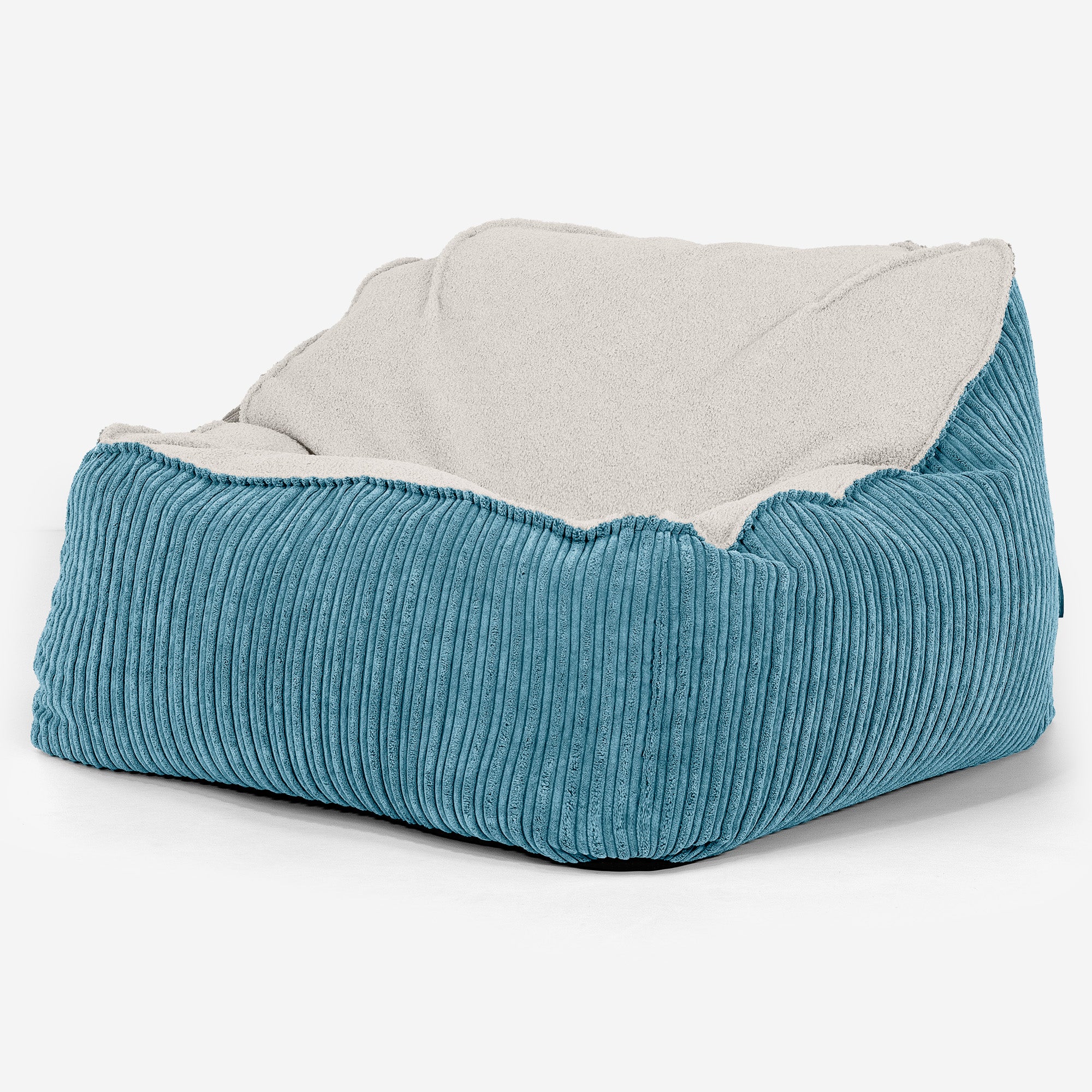 Saccosäckstolen Sloucher - Boucle & Manchestertyg Turkos