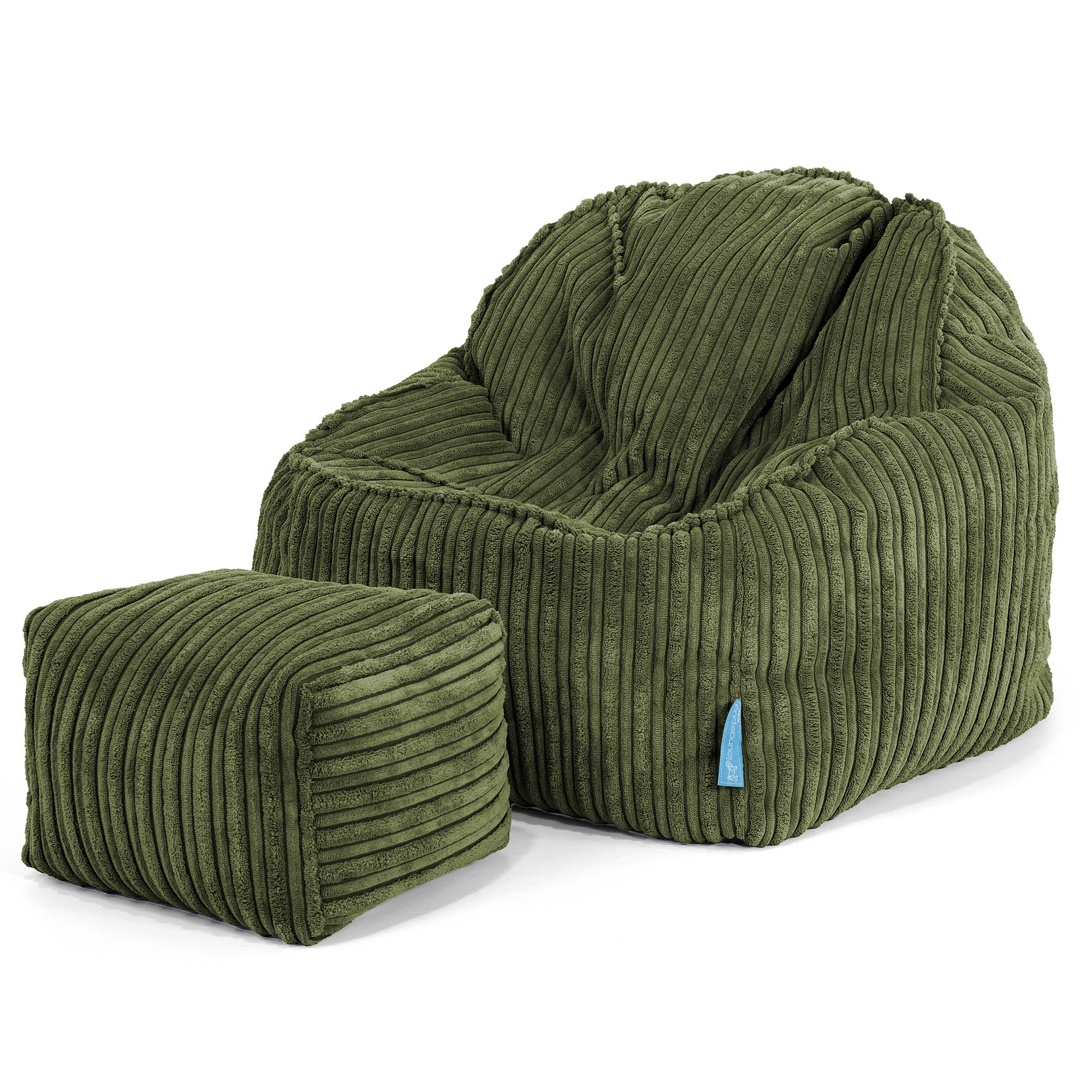 Sloucher Saccosäck för Barn 2-6 år - Klassisk Manchestertyg Skogsgrön - Image 3