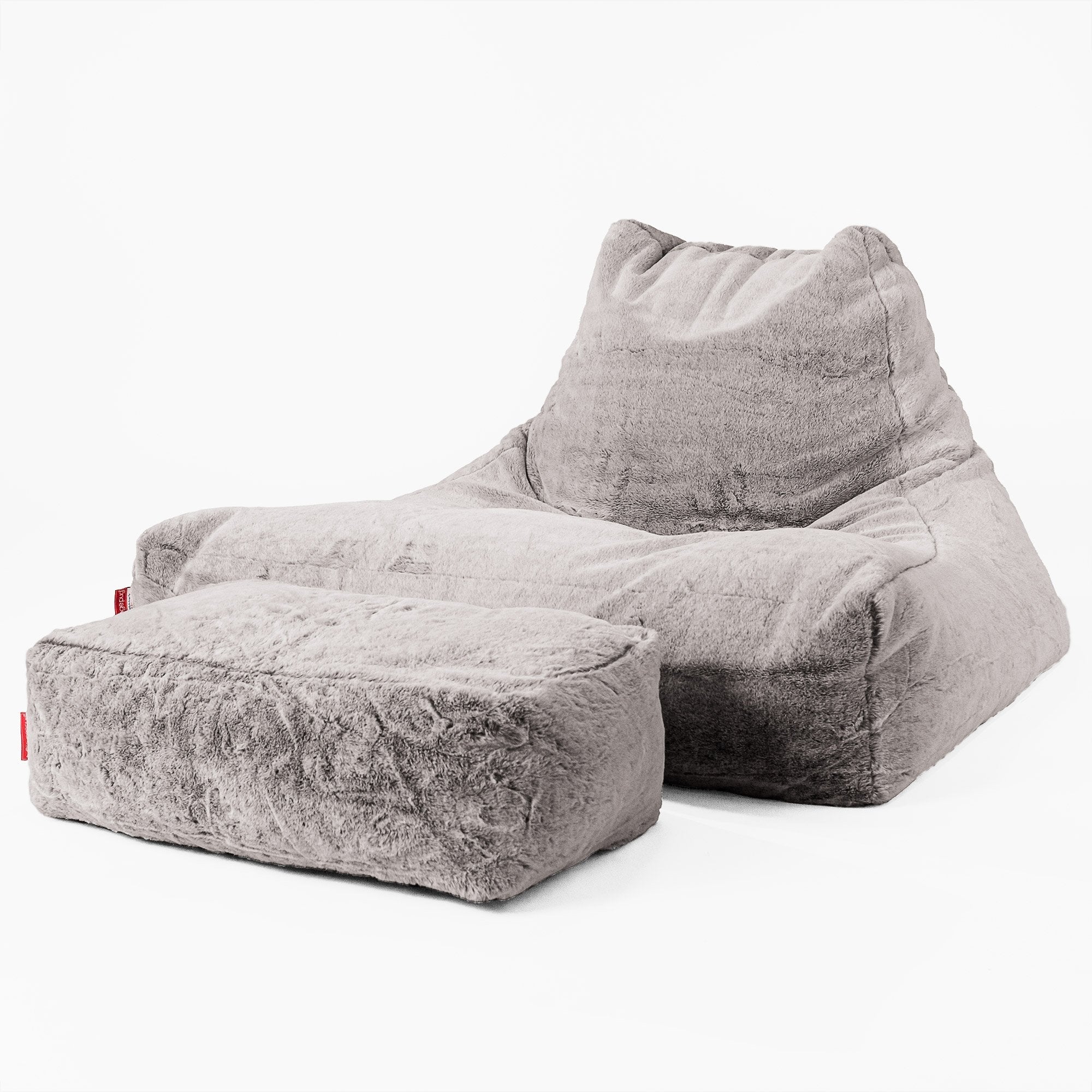 Soffa Lounge XXL Sittsäck - Fuskkaninpäls Ljusgrå - Image 2