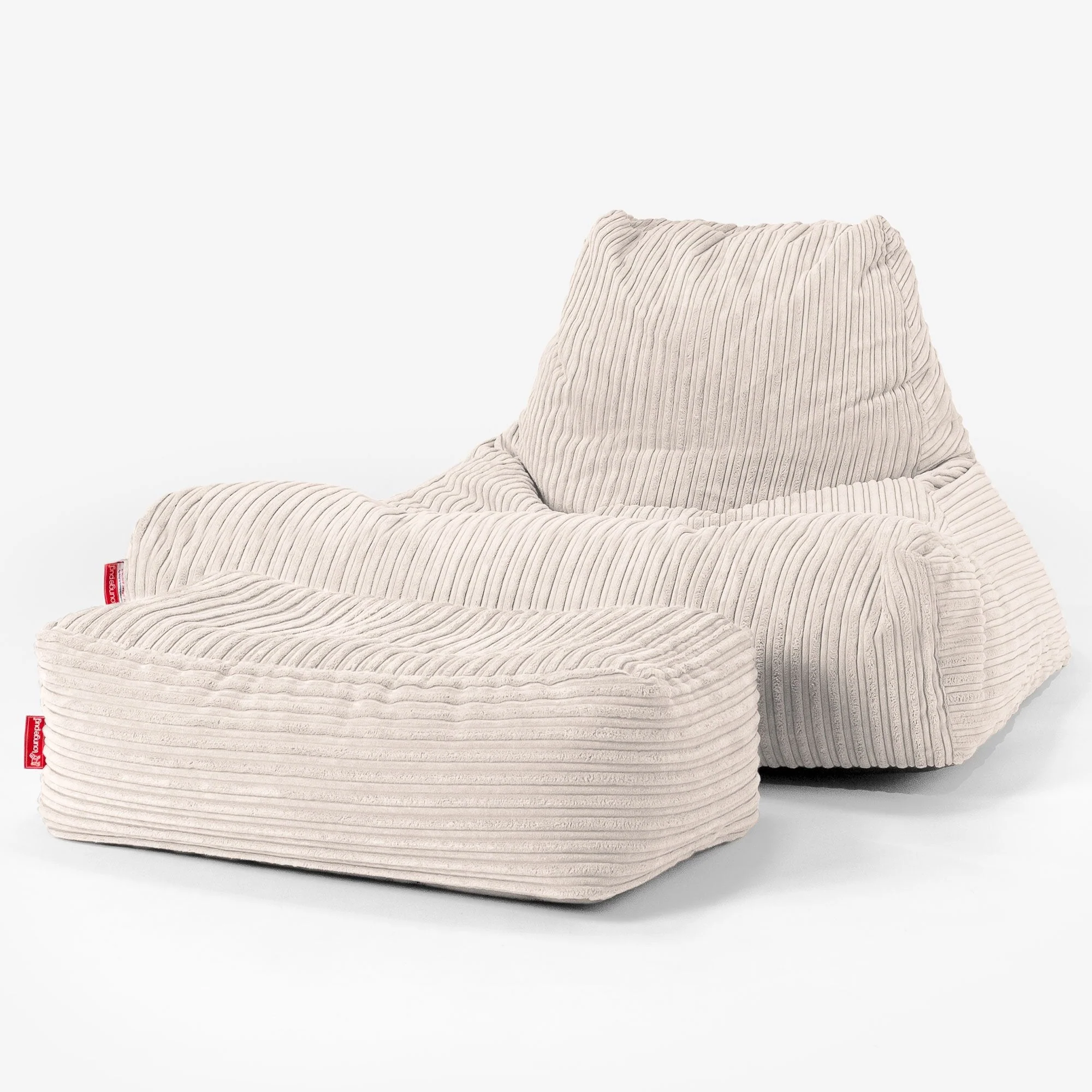 Soffa Lounge XXL Sittsäck - Klassisk Manchestertyg Elfenbensvit - Image 2