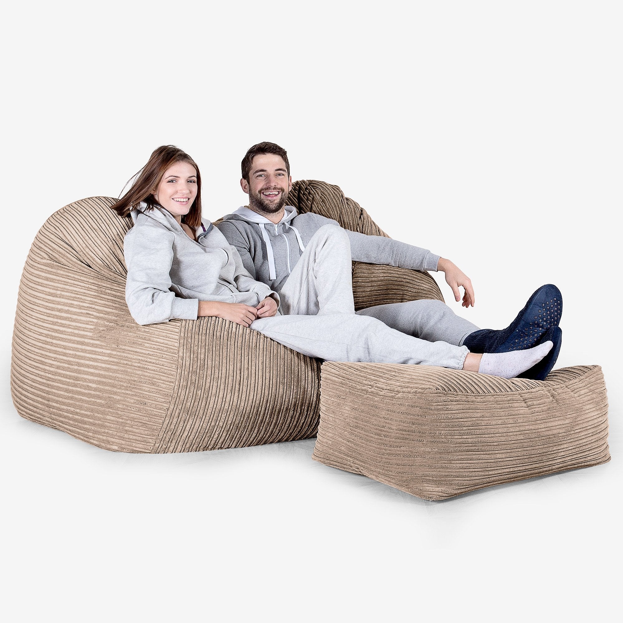 Stor Saccosäck Soffa - Klassisk Manchestertyg Sandfärgad - Image 2