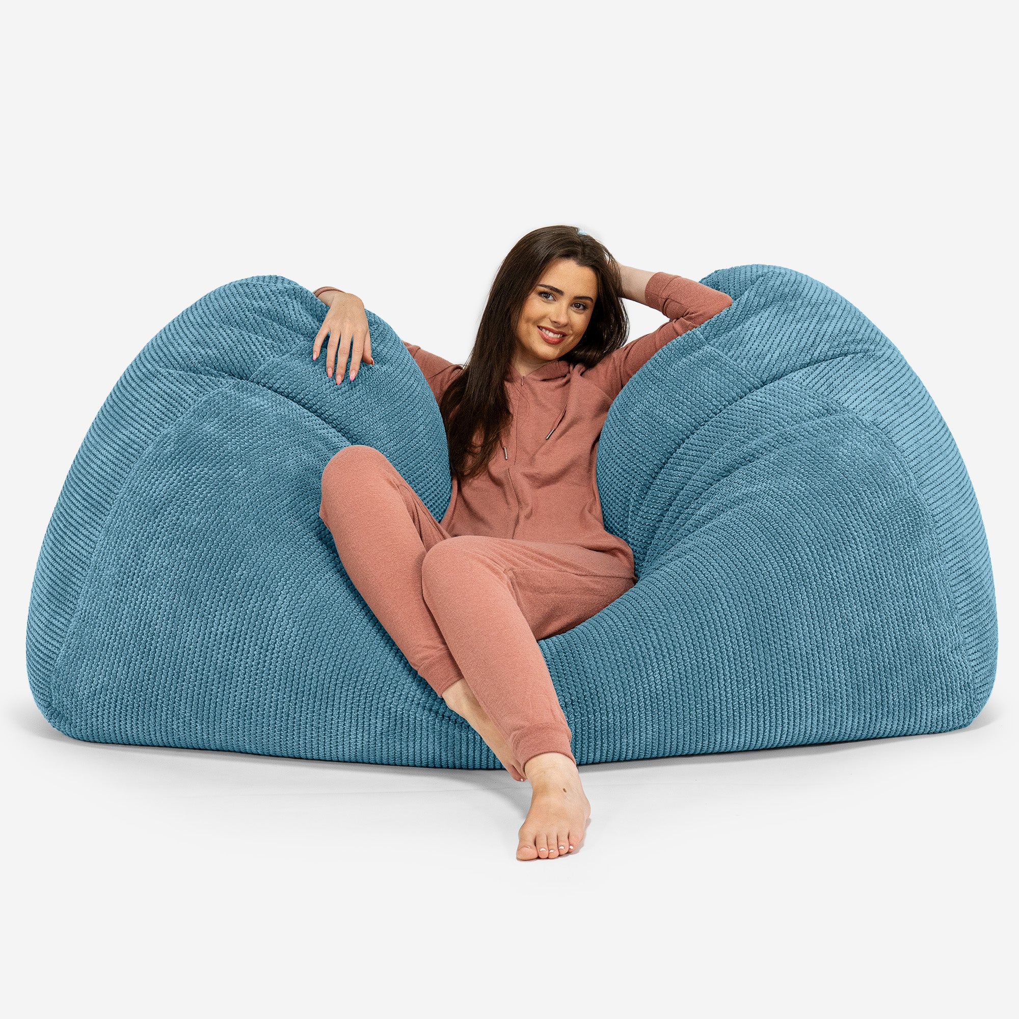 Stor Saccosäck Soffa - Pom-pom Turkos